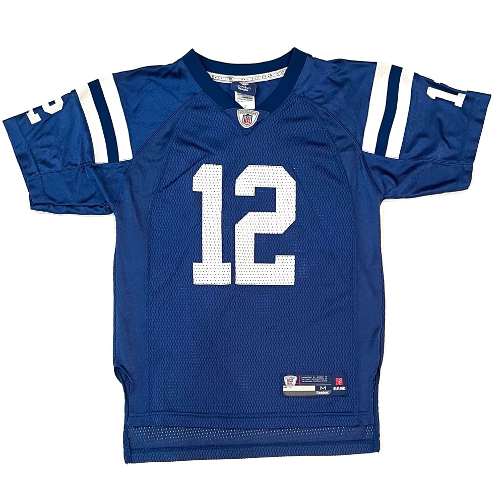 Reebok Indianapolis Colts Andrew Luck 12 Blue White Football Jersey Boys Medium